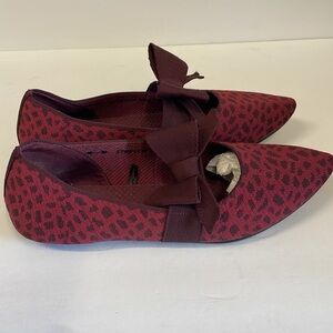 Skechers Memory Foam Burgandy Leopard Print Bow Flats